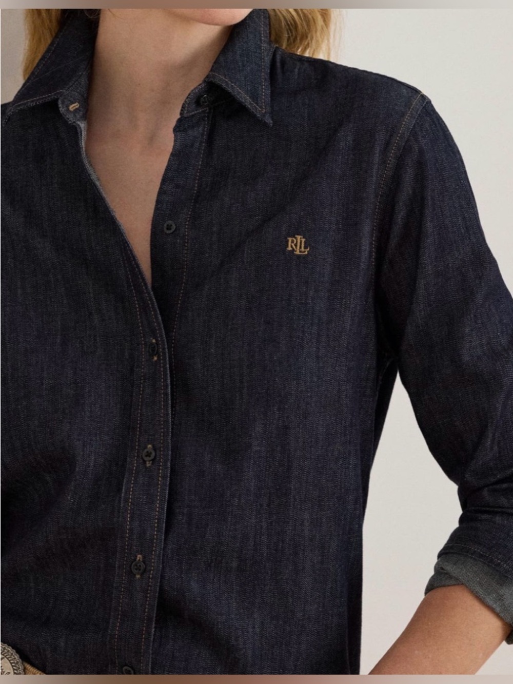 Lauren by Ralph Lauren Jamelko Classic Fit Denim Button-Up Shirt - NWOT - Picture 11 of 12